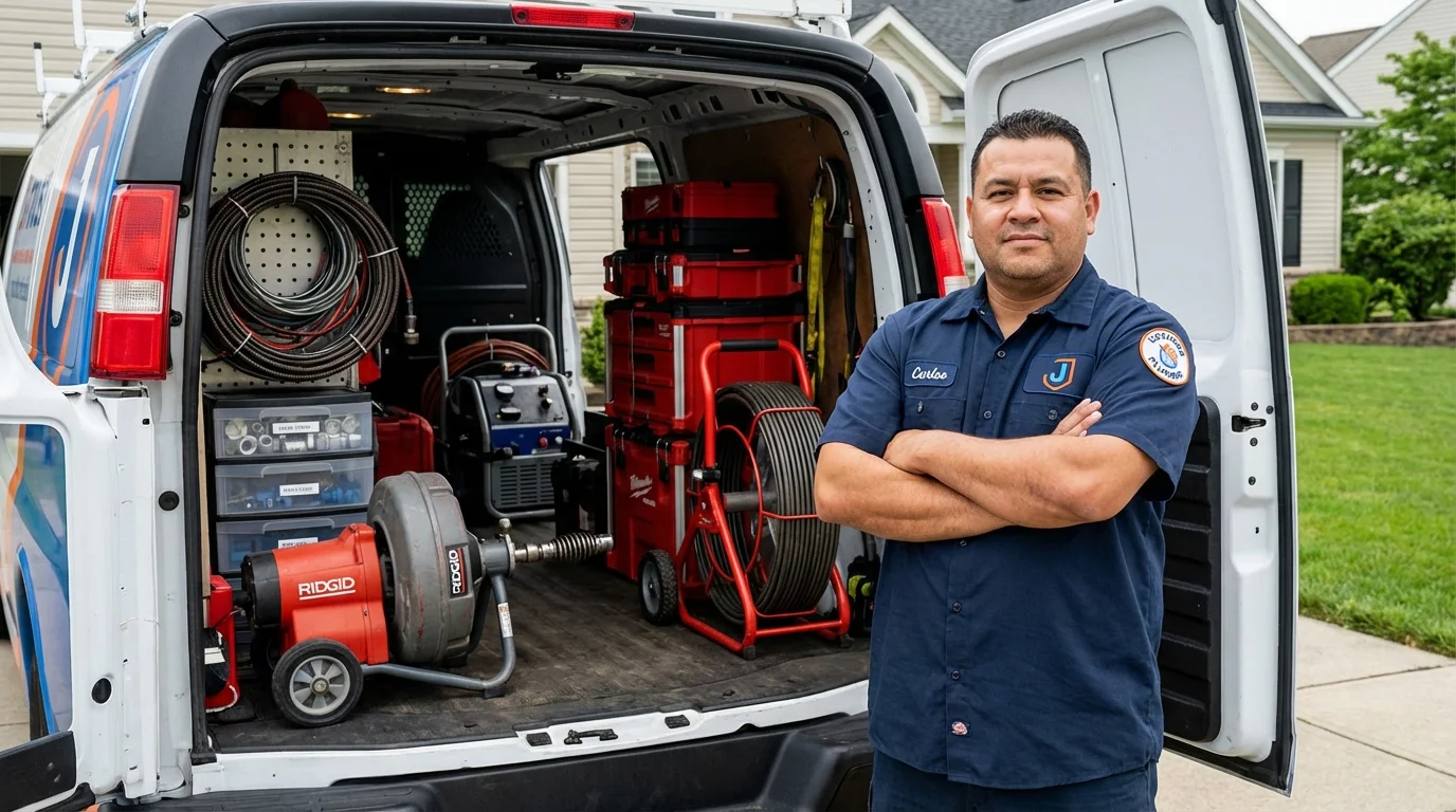 Professional drain cleaning equipment and Johns Plumbing LLC plumber in La Cygne