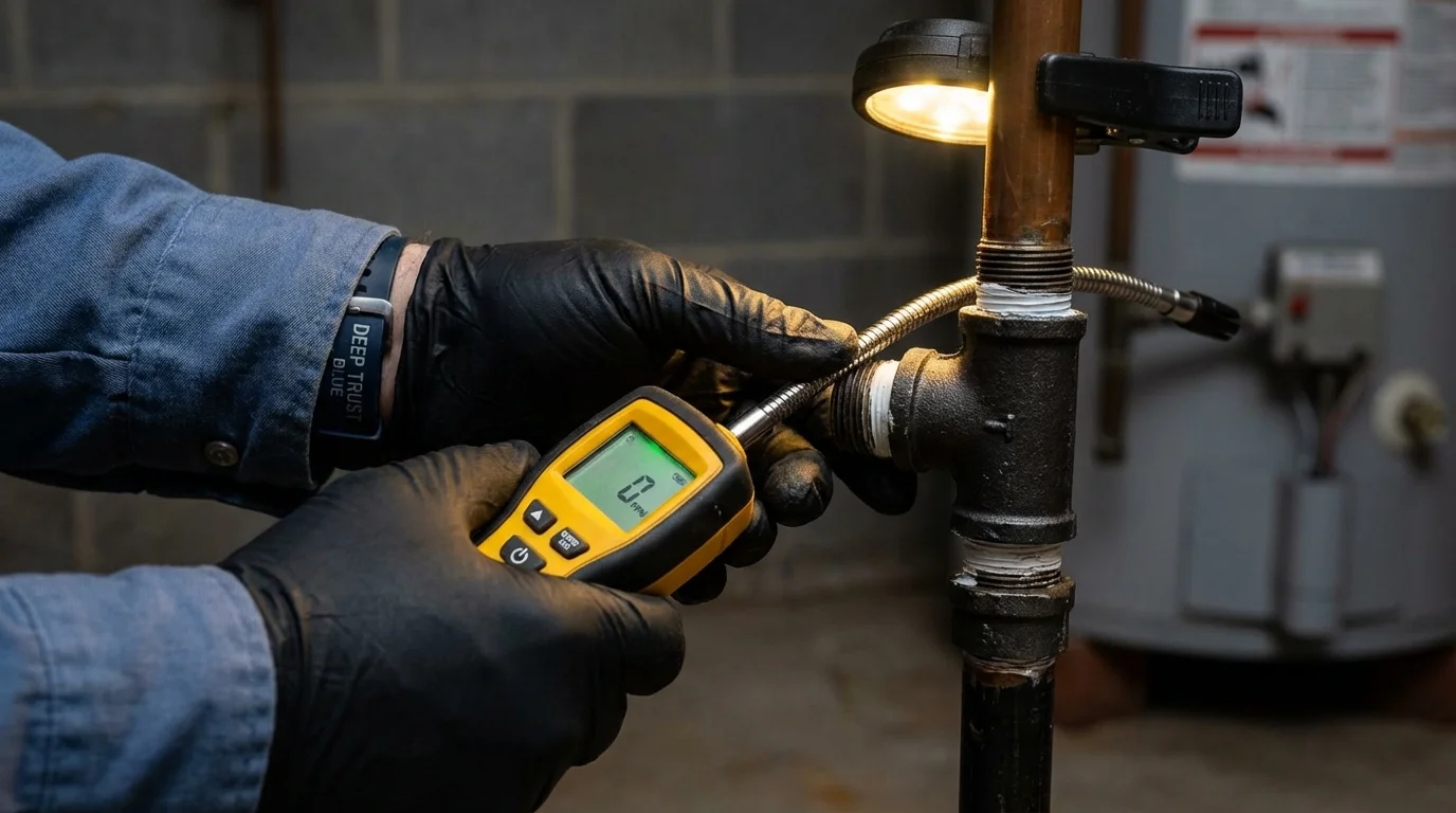Gas leak detection with electronic sniffer by Johns Plumbing LLC in La Cygne